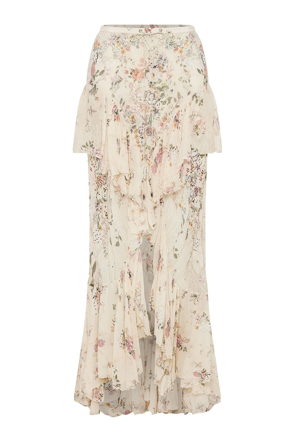 MAXI SKIRT WITH DOUBLE FRILL PHOENIX FLOWER