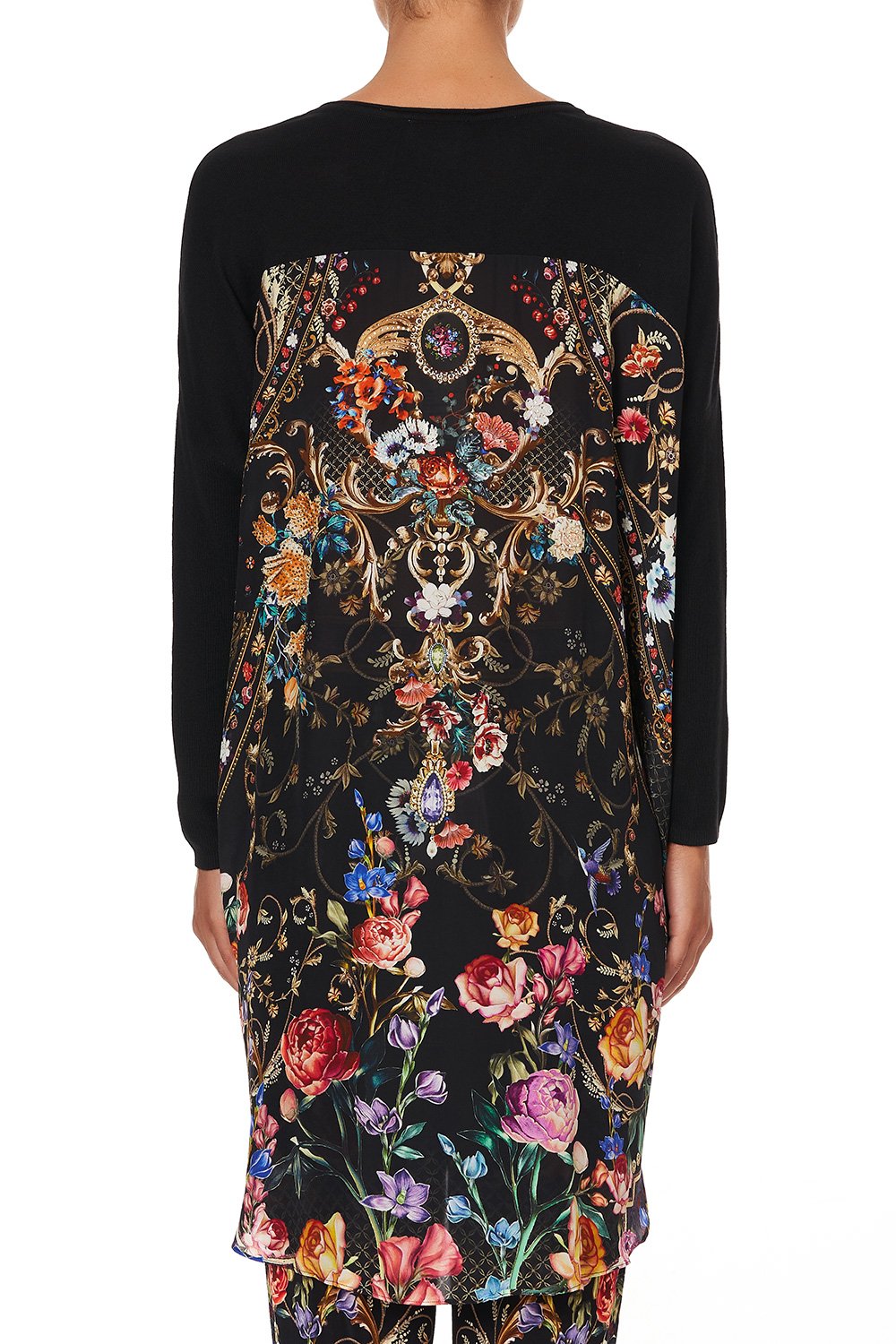 V NECK JUMPER WITH PRINT BACK BLUSHING MANOR