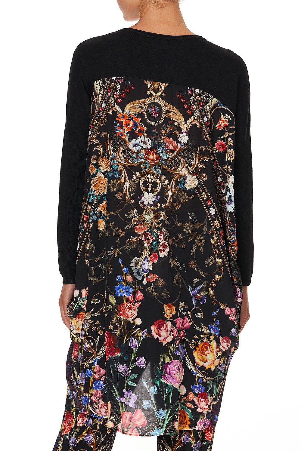 V NECK JUMPER WITH PRINT BACK BLUSHING MANOR