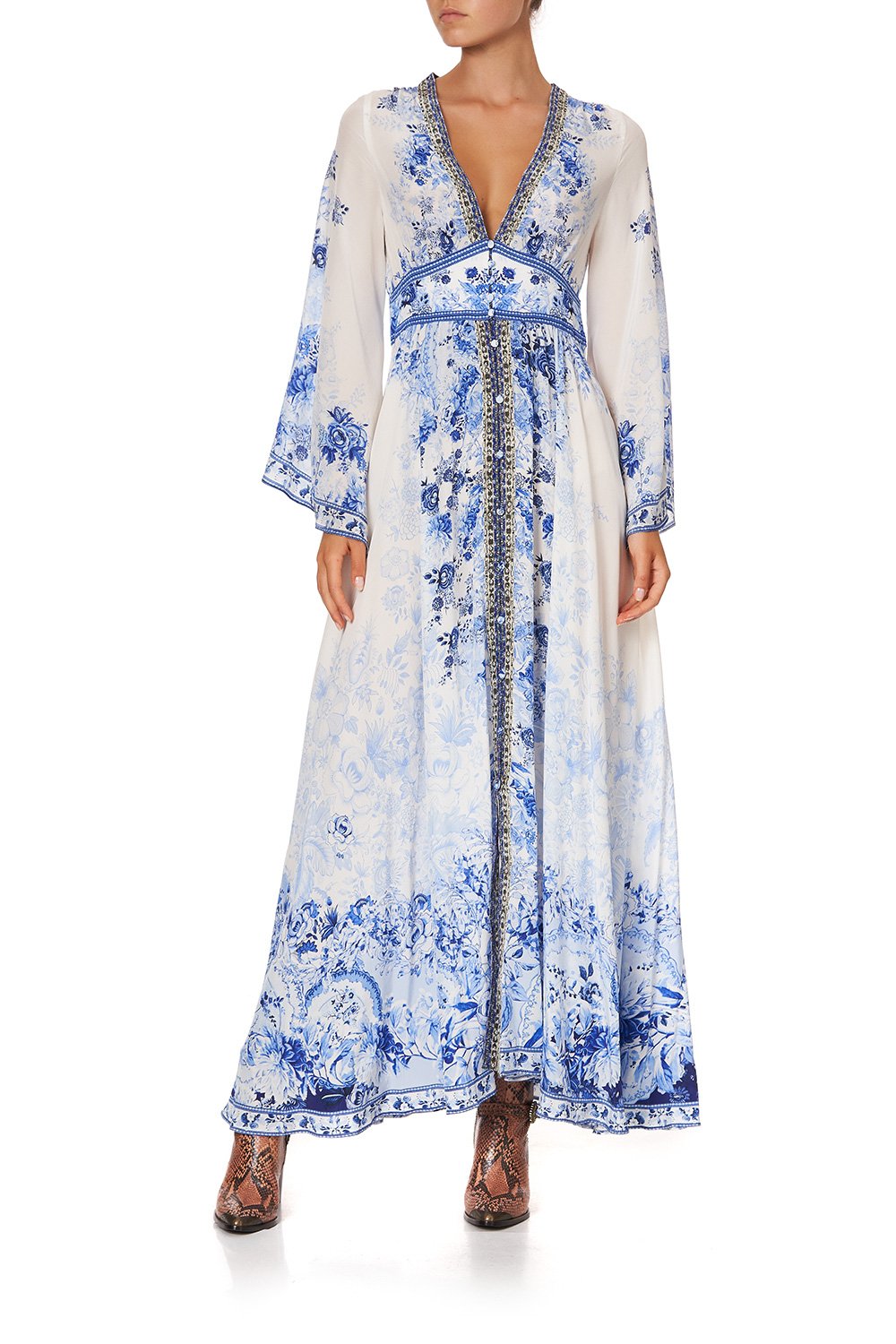 KIMONO SLEEVE DRESS WITH SHIRRING DETAIL HIGH TEA