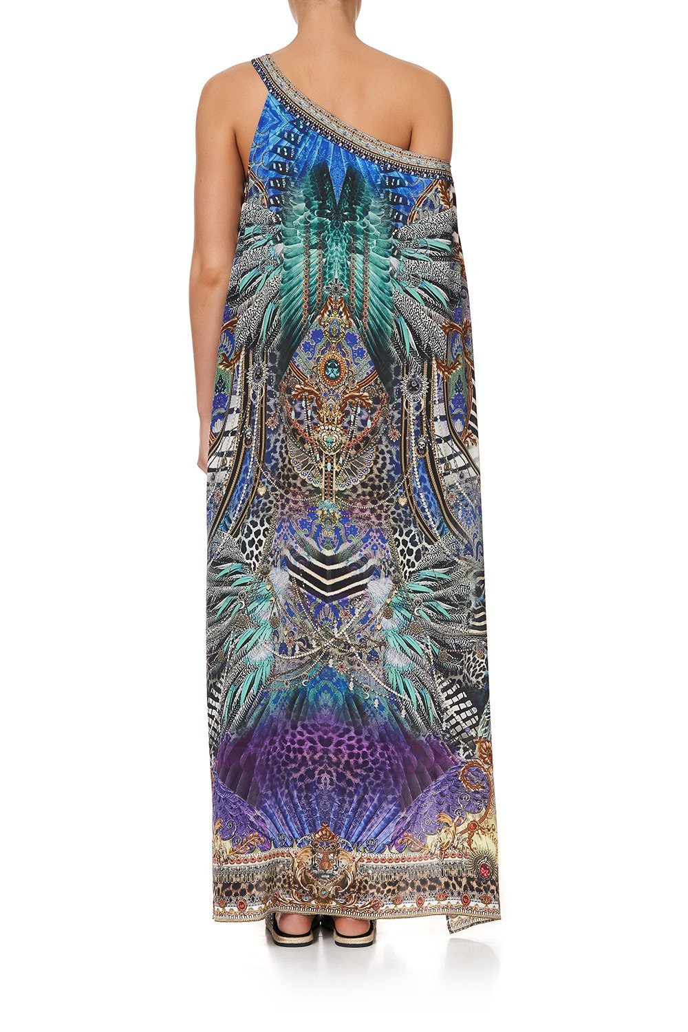 ONE SHOULDER KAFTAN WITH NECKBAND ANIMAL ARMY