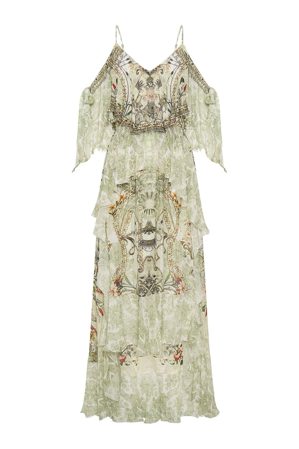 RUFFLE DRESS WITH TIE SLEEVE BRICK LANE BEAUTY