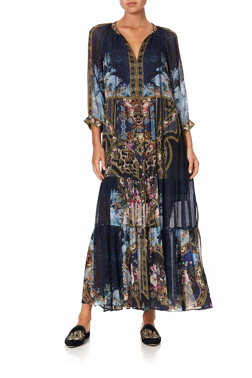 LONG GATHERED PANEL DRESS FIELDS OF TREASURE