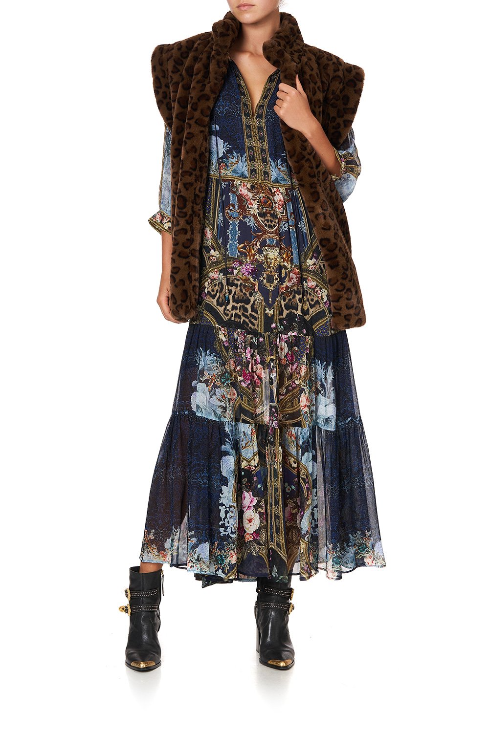 LONG GATHERED PANEL DRESS FIELDS OF TREASURE