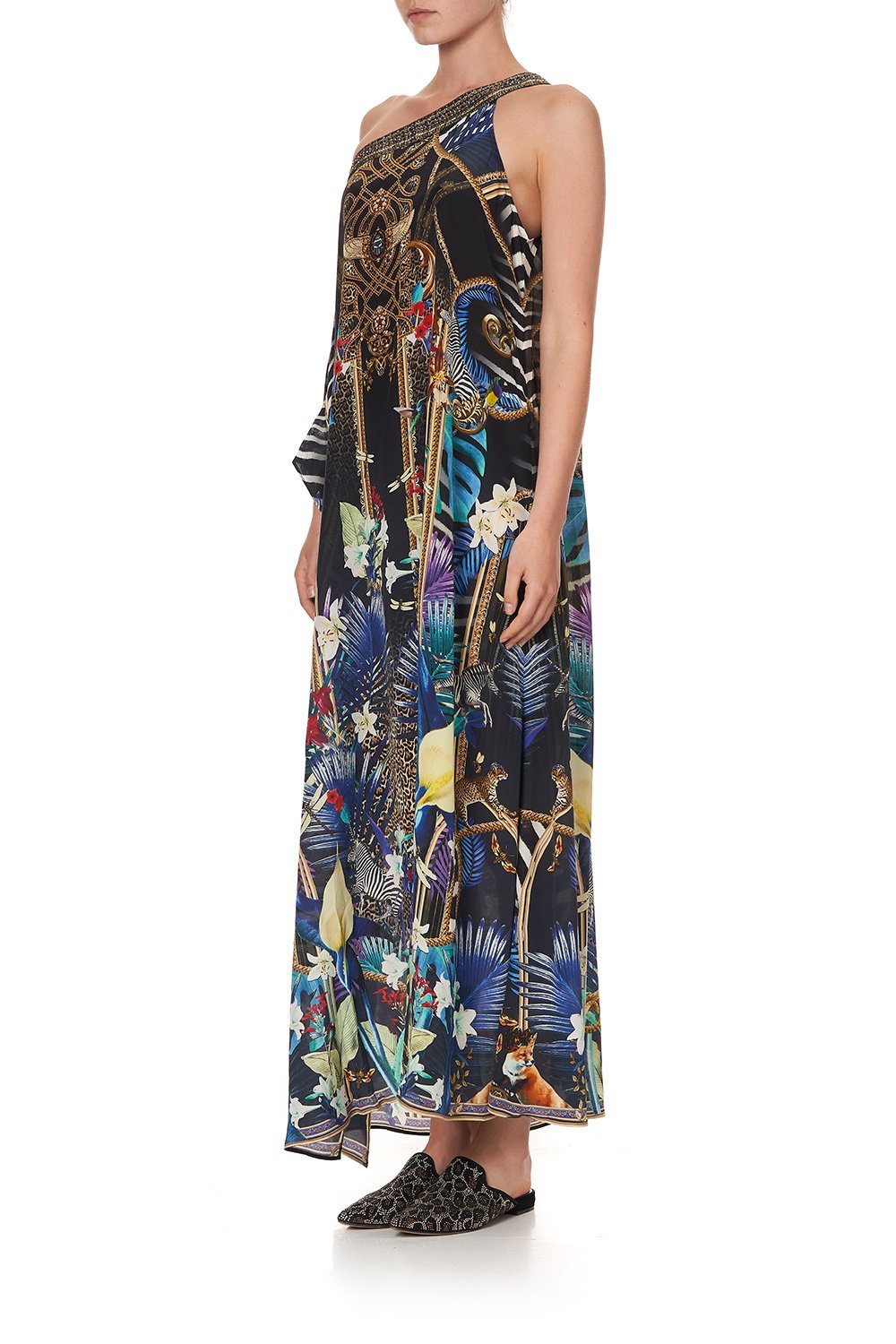 ONE SHOULDER KAFTAN WITH NECKBAND RAINBOW ROOM