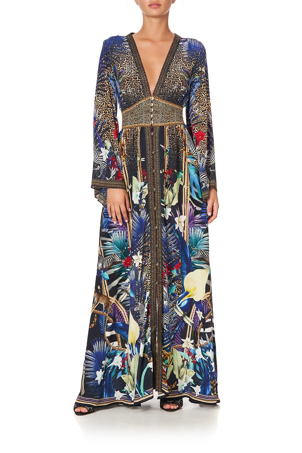 KIMONO SLEEVE DRESS WITH SHIRRING DETAIL RAINBOW ROOM