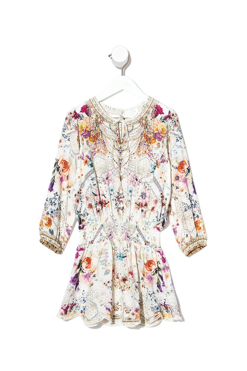 KIDS RELAXED SHIRRED WAIST DRESS 12-14 DOWN THE GARDEN PATH