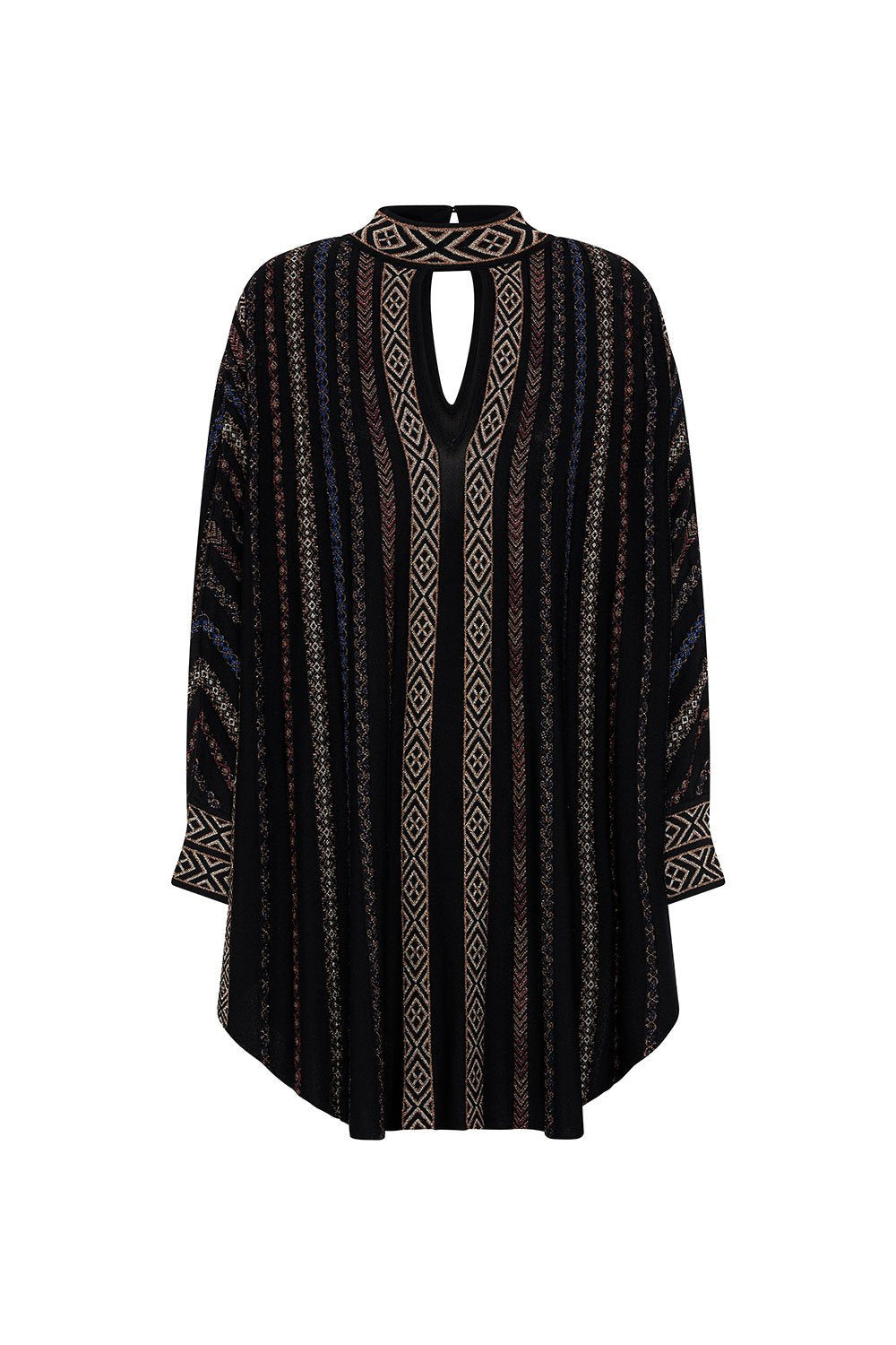 KNITTED KAFTAN WITH NECKBAND SWINGING SIXTIES