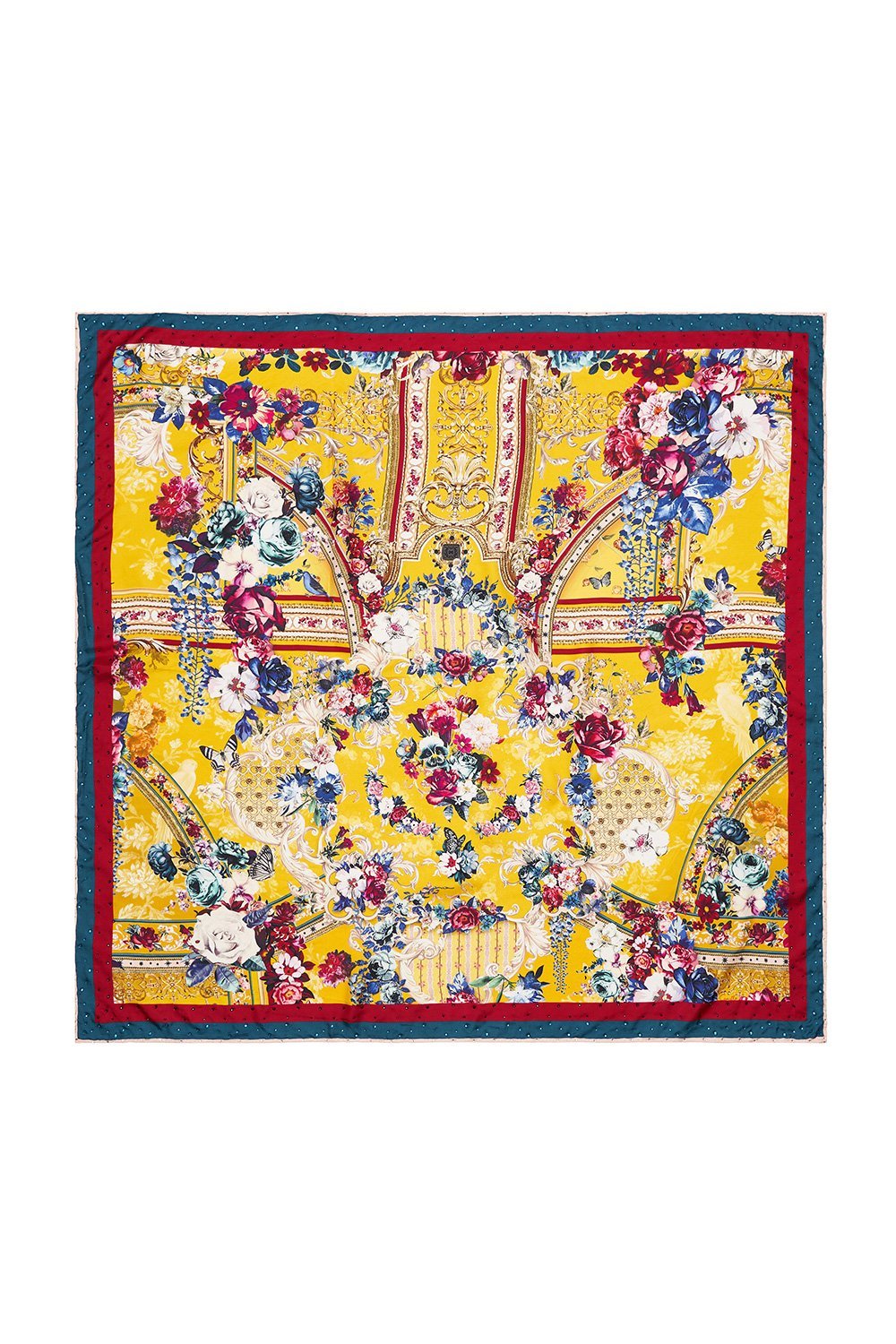 LARGE SQUARE SCARF CROWNED ROSES