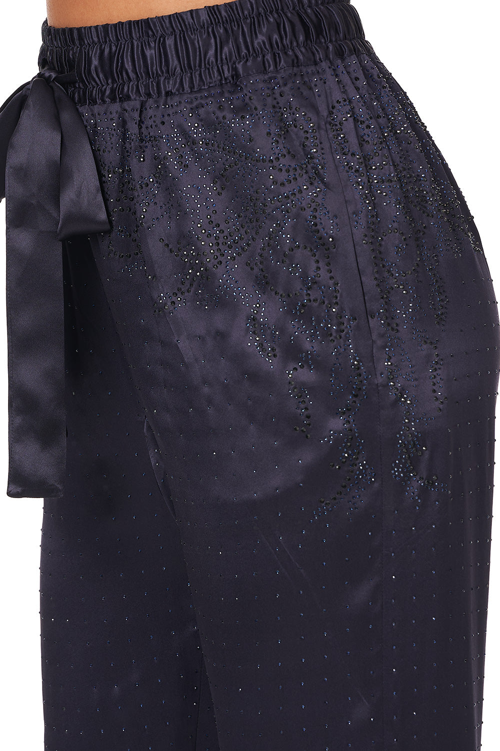 DROP CROTCH SLIM LEG PANT LUXE NAVY