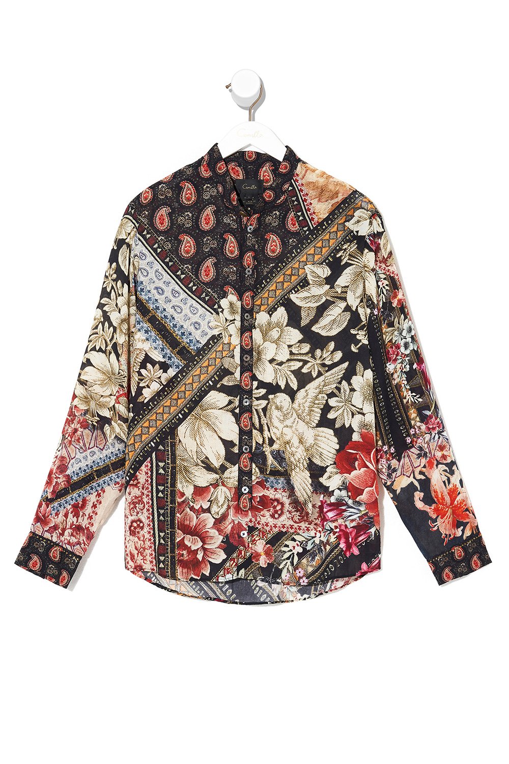 LONG SLEEVE MANDARIN COLLAR SHIRT MEADOW HE WROTE