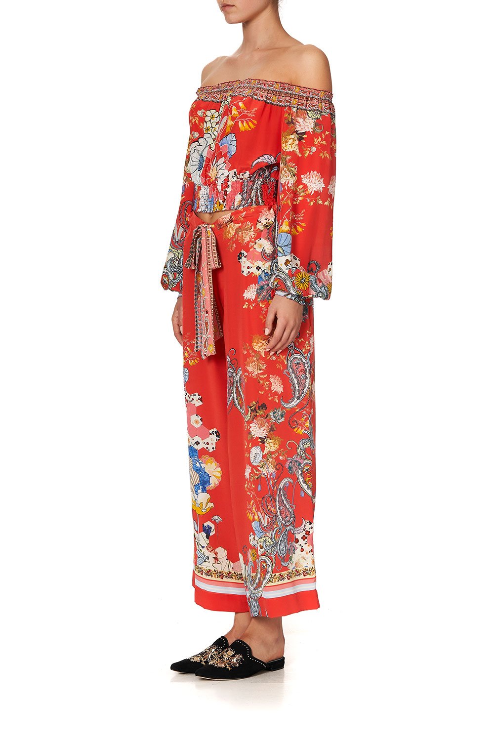 LOUNGE TROUSER WITH TIE WAIST PAISLEY IN PATCHES