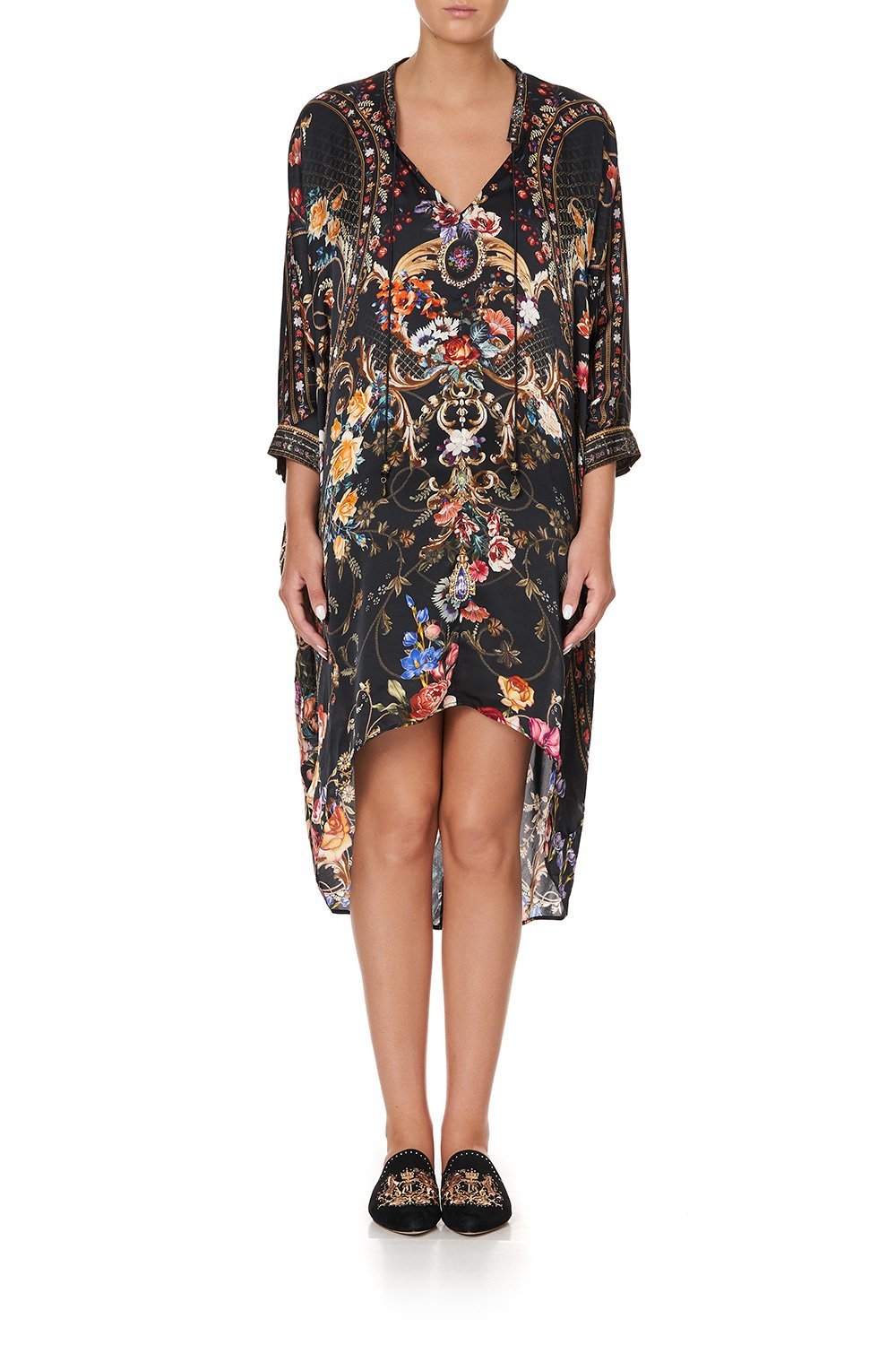 V-NECK DRESS WITH DRAPED BACK BLUSHING MANOR