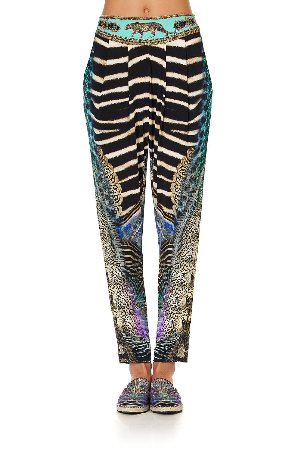 HAREM PANTS WITH FRONT PLEATS ANIMAL ARMY