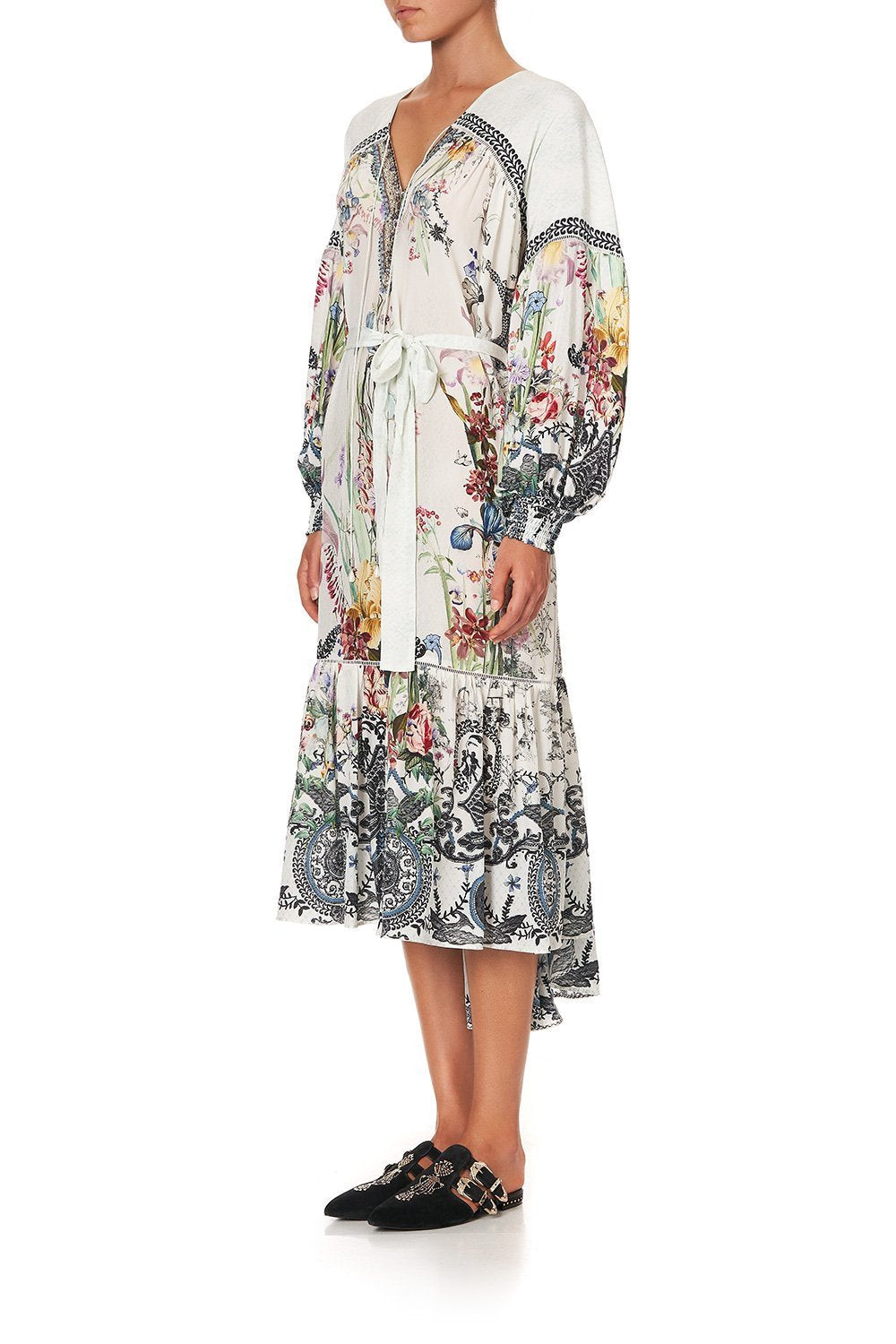 BLOUSON TIE DRESS WITH YOKE TRUE ROMANCE