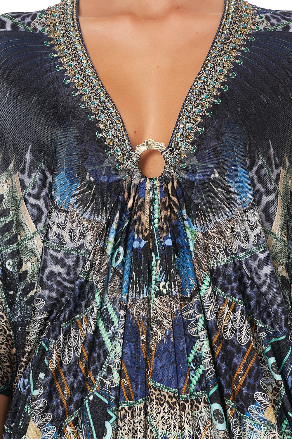 METAL RING JERSEY KAFTAN DRIPPING IN DECO