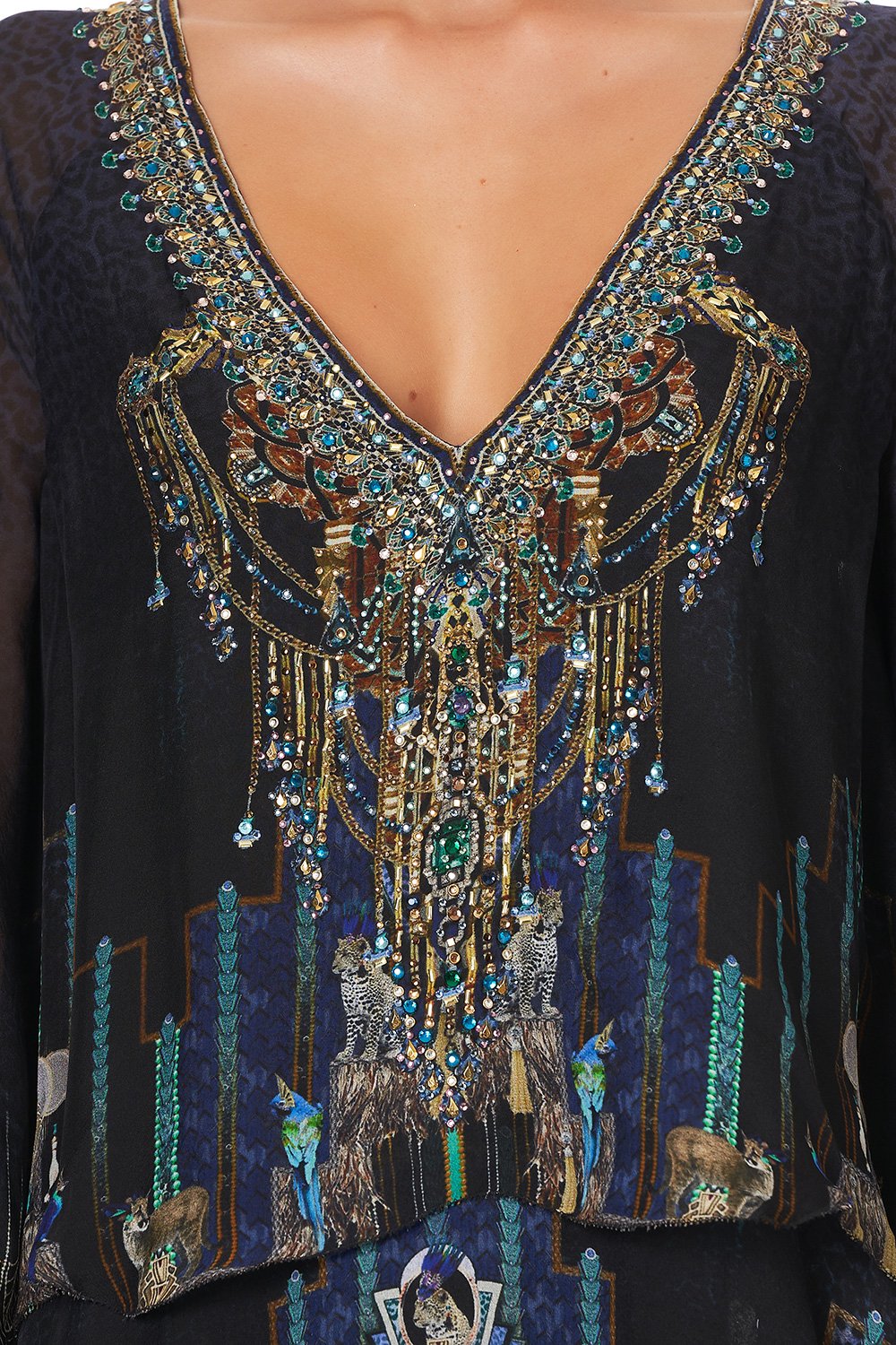 LAYERED FRILL SHORT DRESS DRIPPING IN DECO