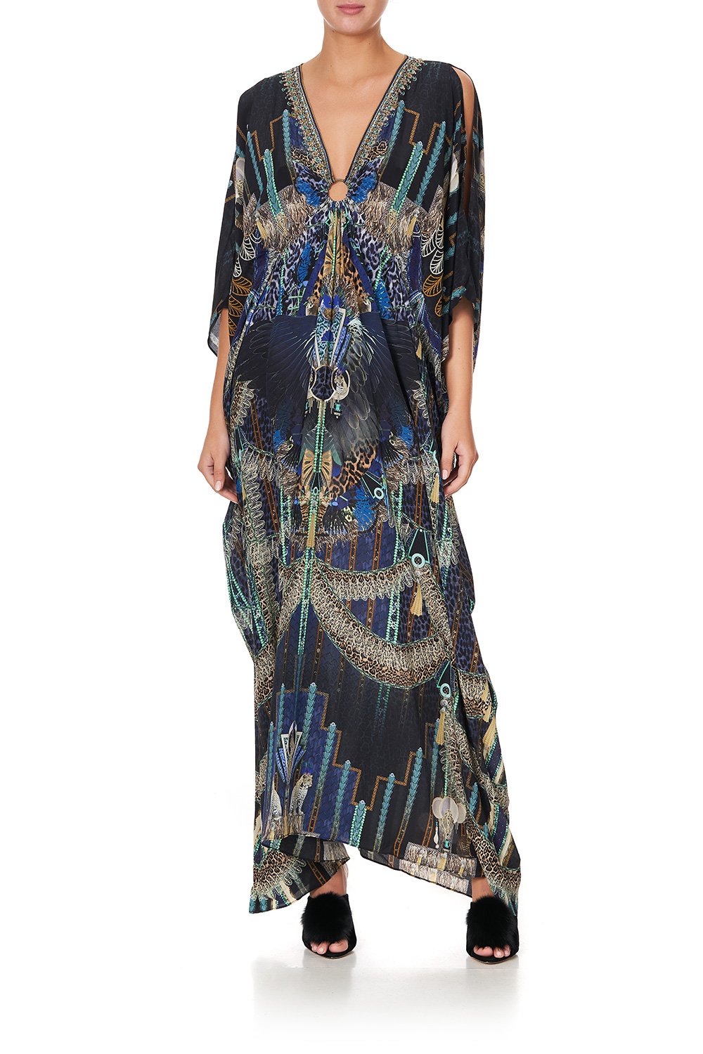 SPLIT SLEEVE KAFTAN WITH HARDWARE DRIPPING IN DECO