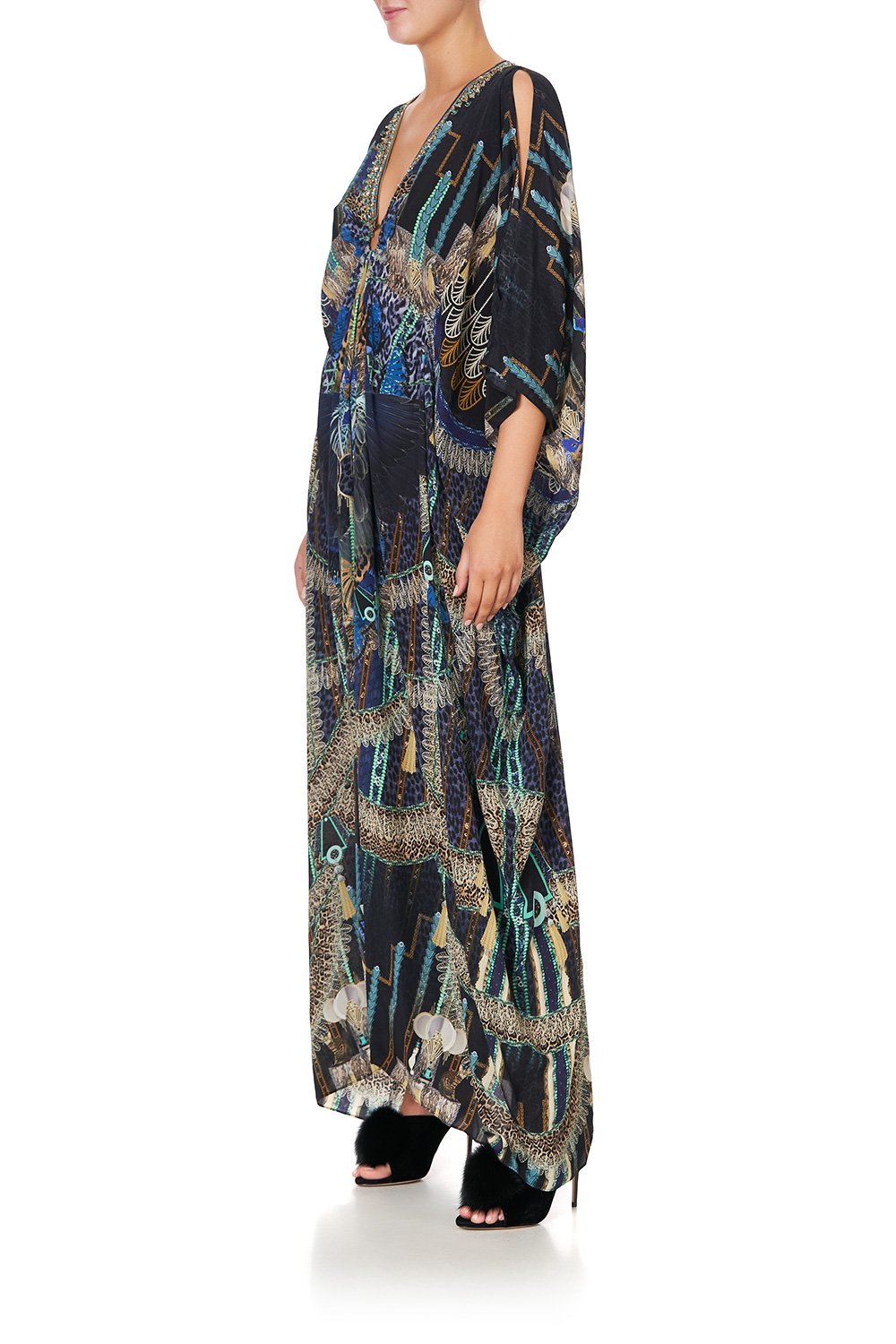 SPLIT SLEEVE KAFTAN WITH HARDWARE DRIPPING IN DECO