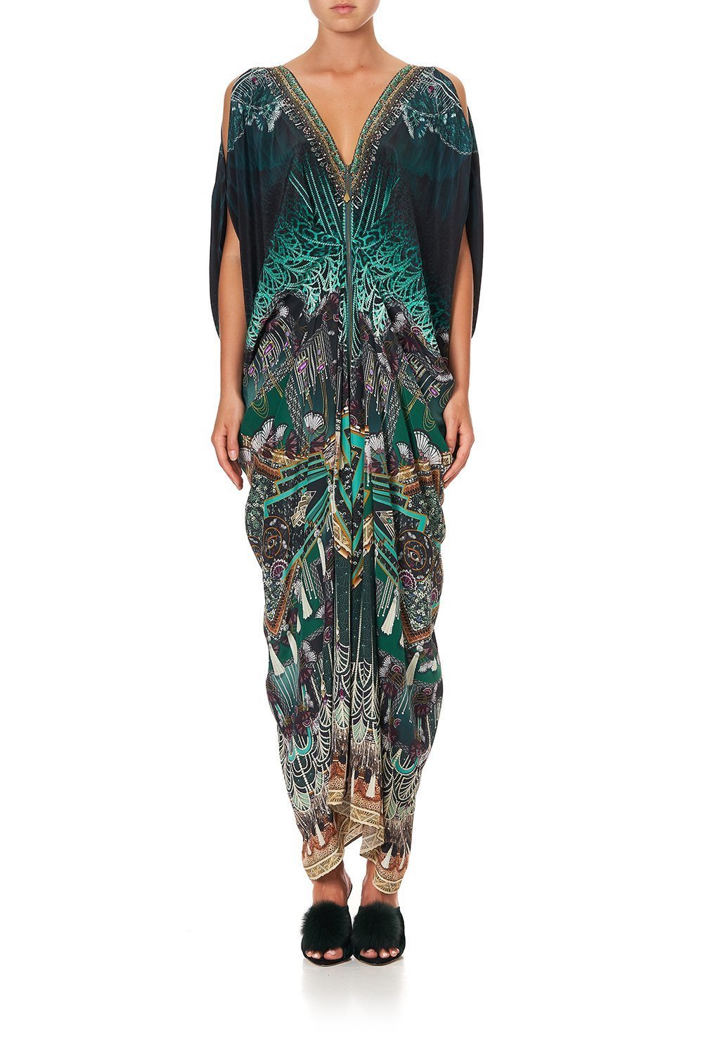 LONG DRAPE DRESS WITH ZIP FRONT FITZGERALDS FLAPPER