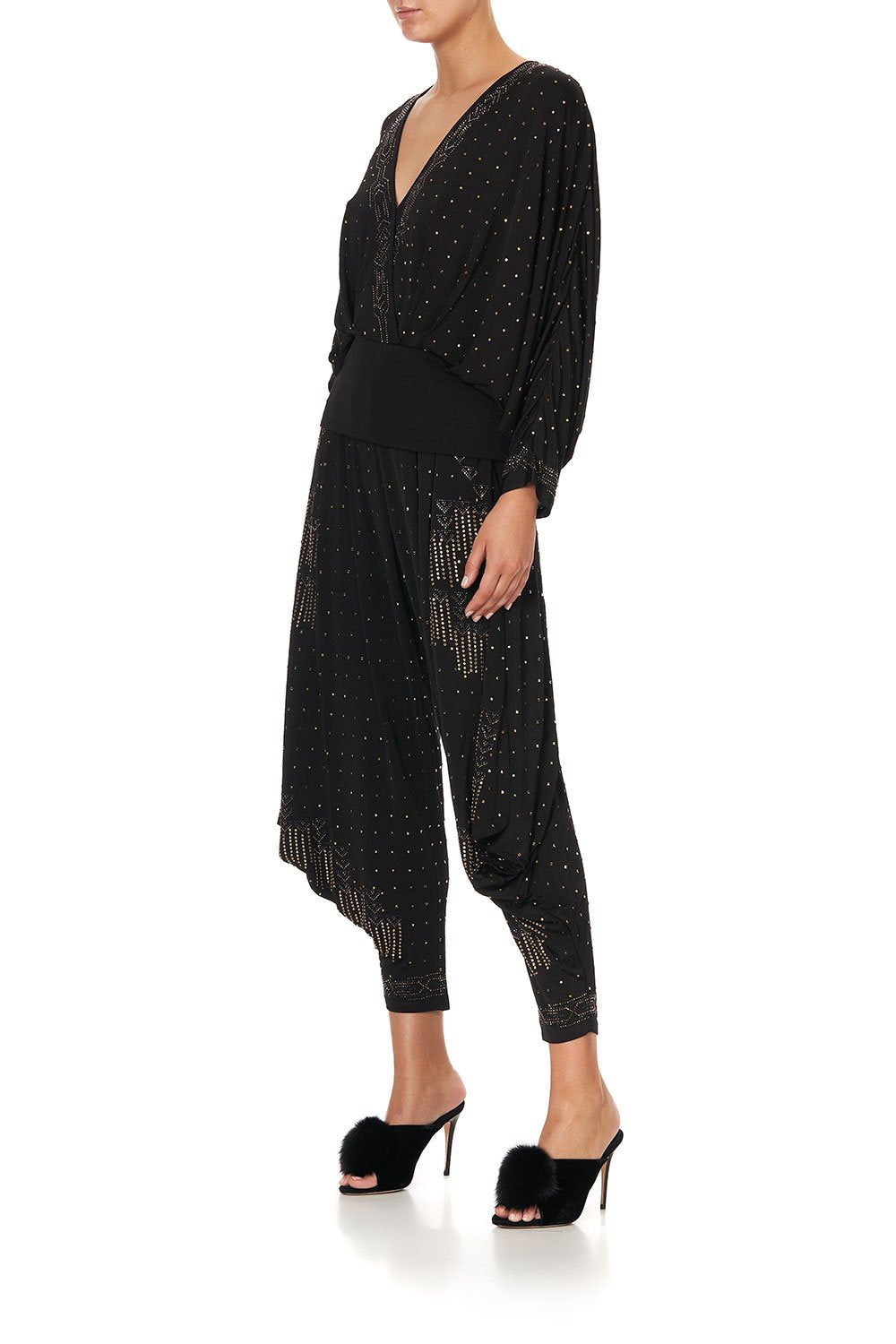 DOLMAN SLEEVE JERSEY TOP DRIPPING IN DECO