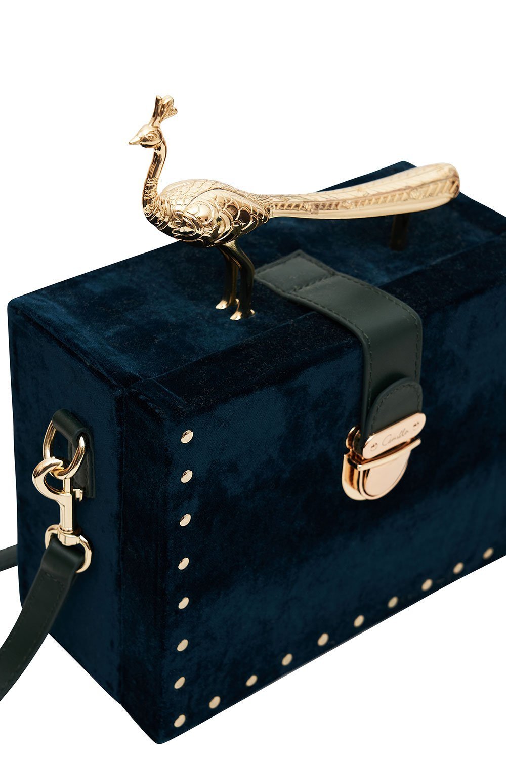 PEACOCK HANDLE BOX BAG LUXE EMERALD