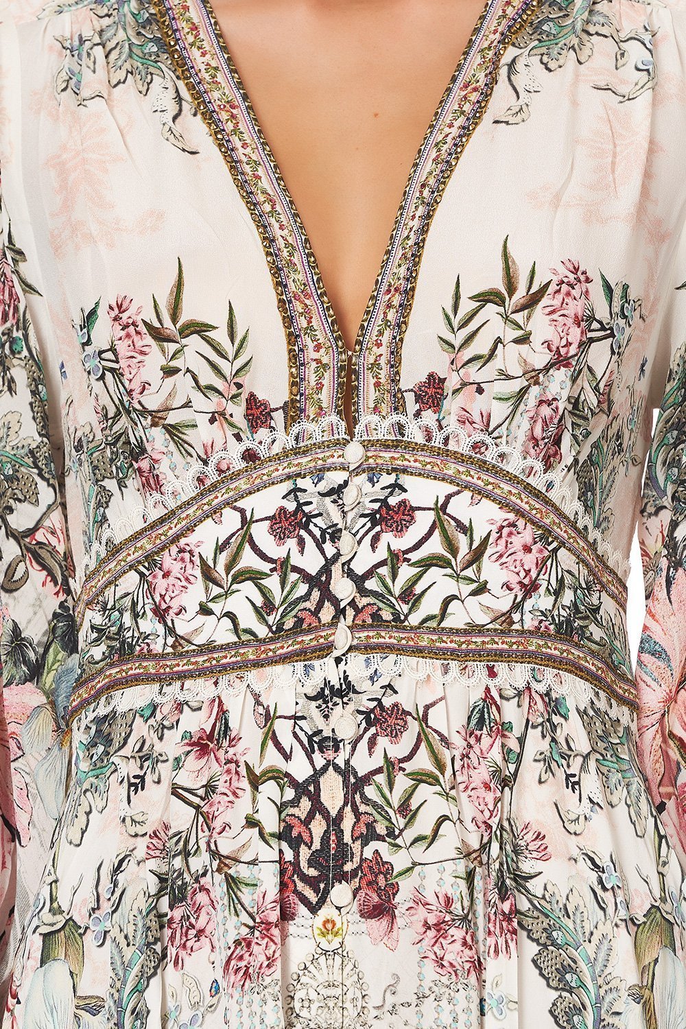 BUTTON DRESS WITH SHAPED WAISTBAND ROMANCE IS BORN