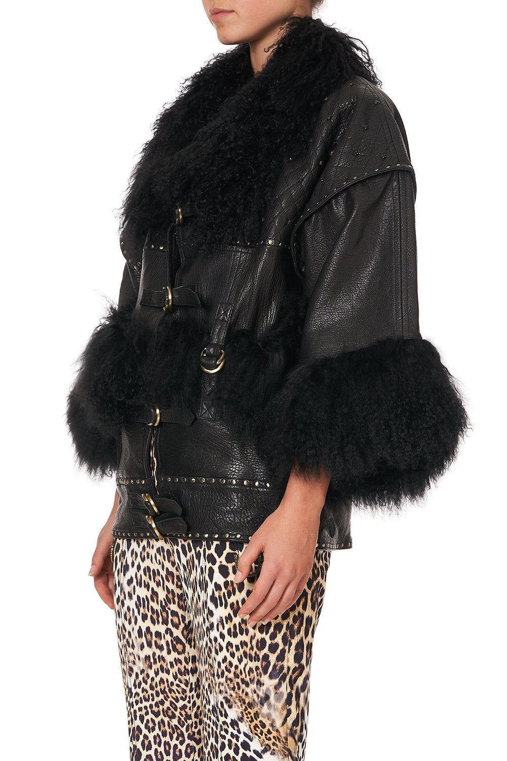 DROP SLEEVE PANELLED JACKET LEATHER