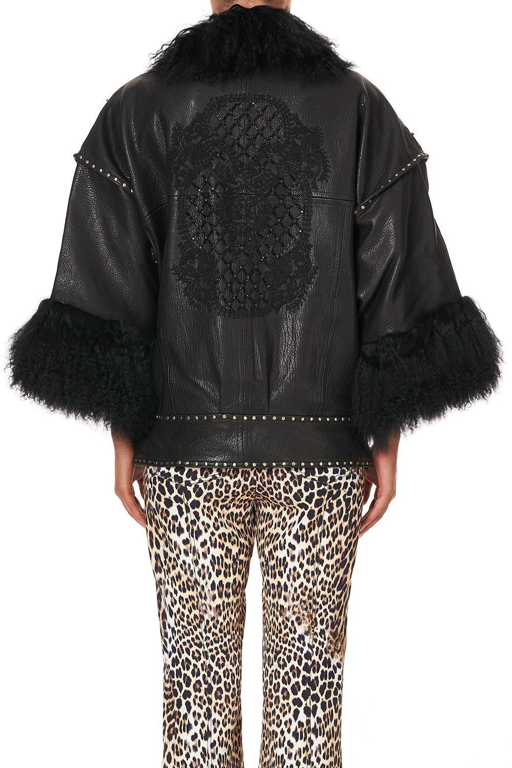 DROP SLEEVE PANELLED JACKET LEATHER