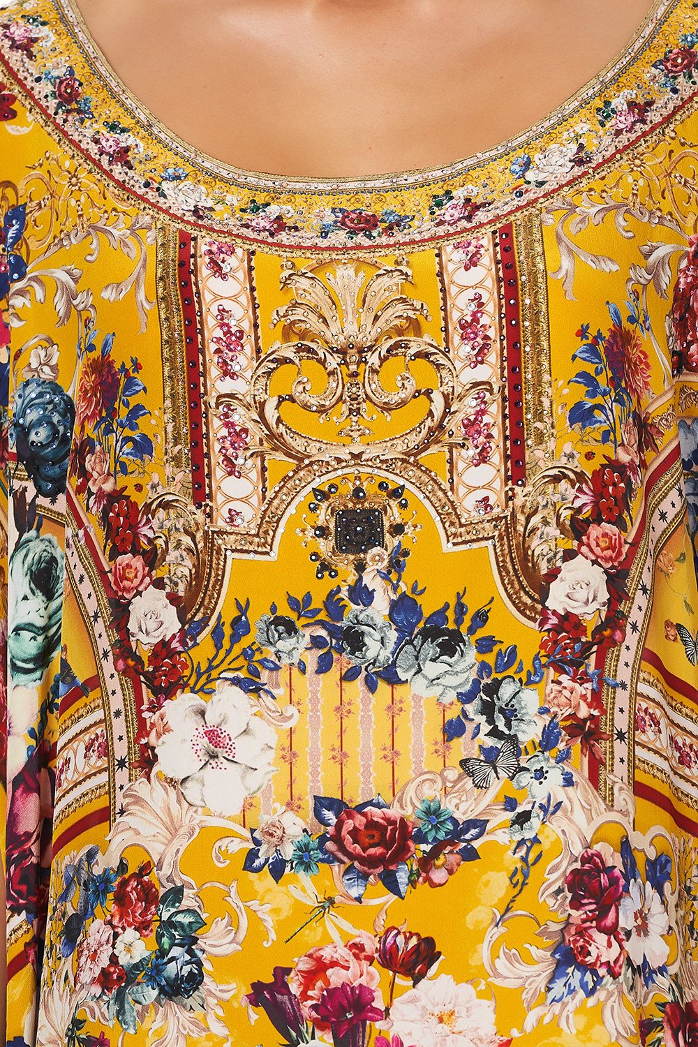 ROUND NECK KAFTAN CROWNED ROSES