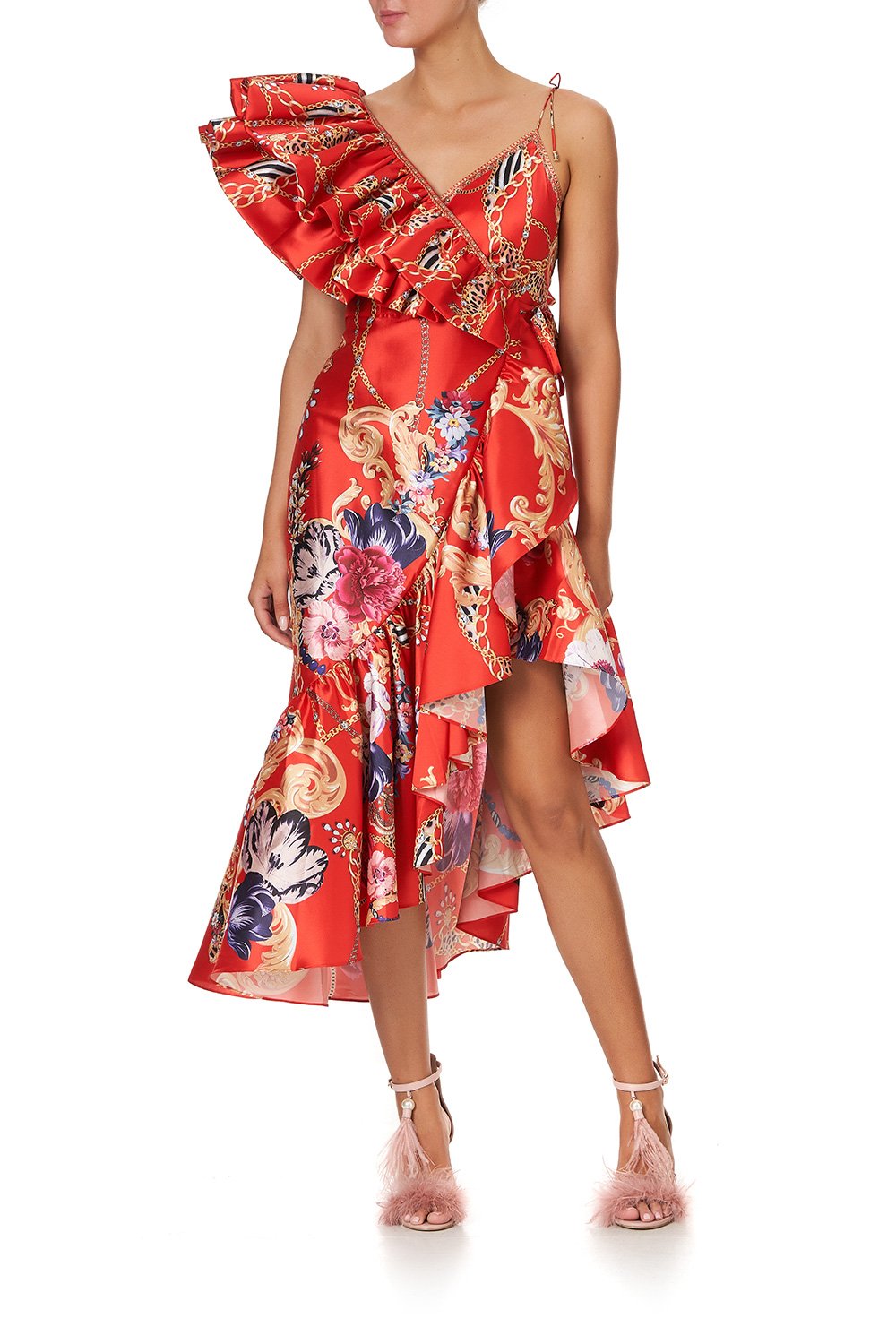 ONE SHOULDER RUFFLE DRESS PRIMA DONNA