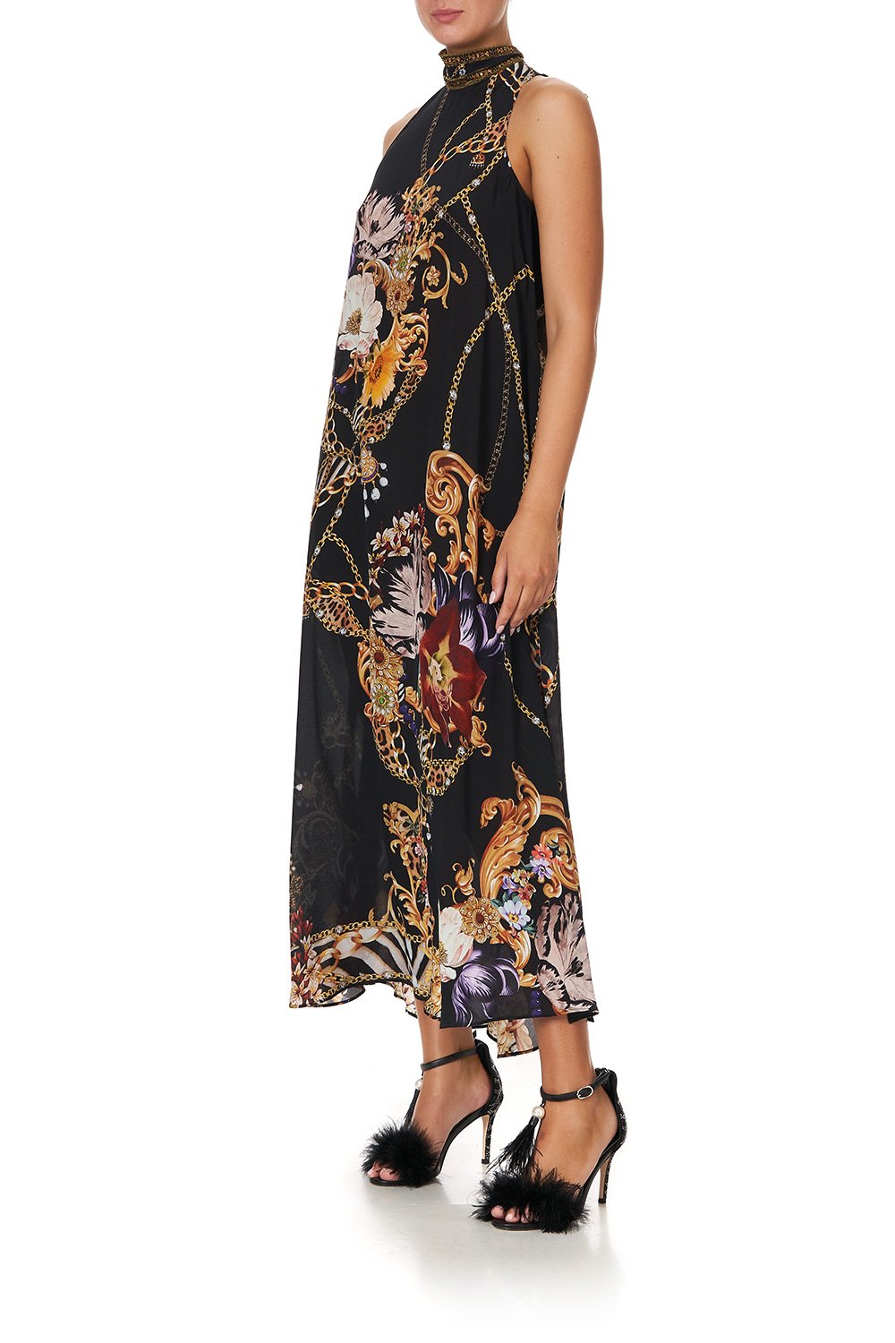 HIGH NECK DRESS WITH BACK NECK TIE A NIGHT IN THE 90S