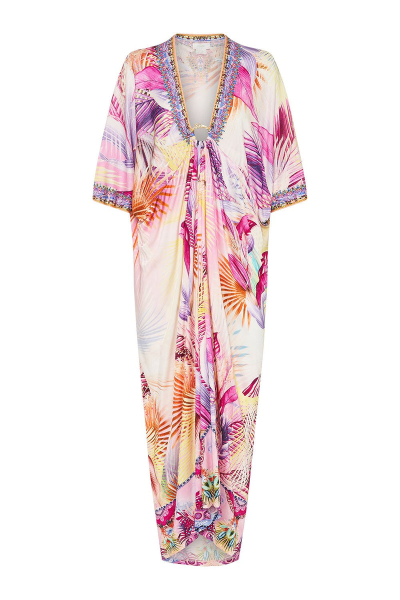 METAL RING JERSEY KAFTAN DRIPPING IN DECO