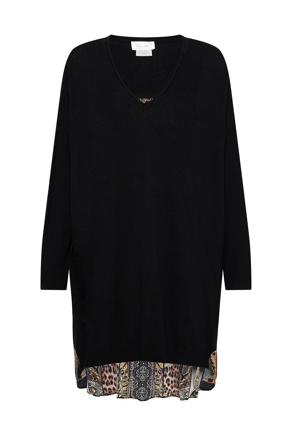 V NECK JUMPER WITH PRINT BACK GOTHIC GODDESS