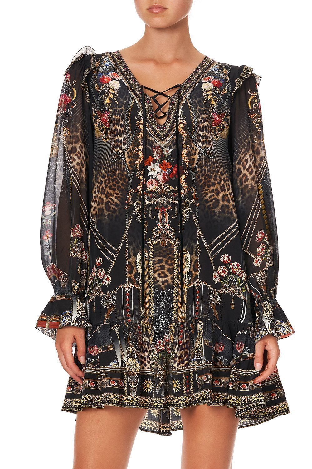 RUFFLE LACE UP DRESS GOTHIC GODDESS