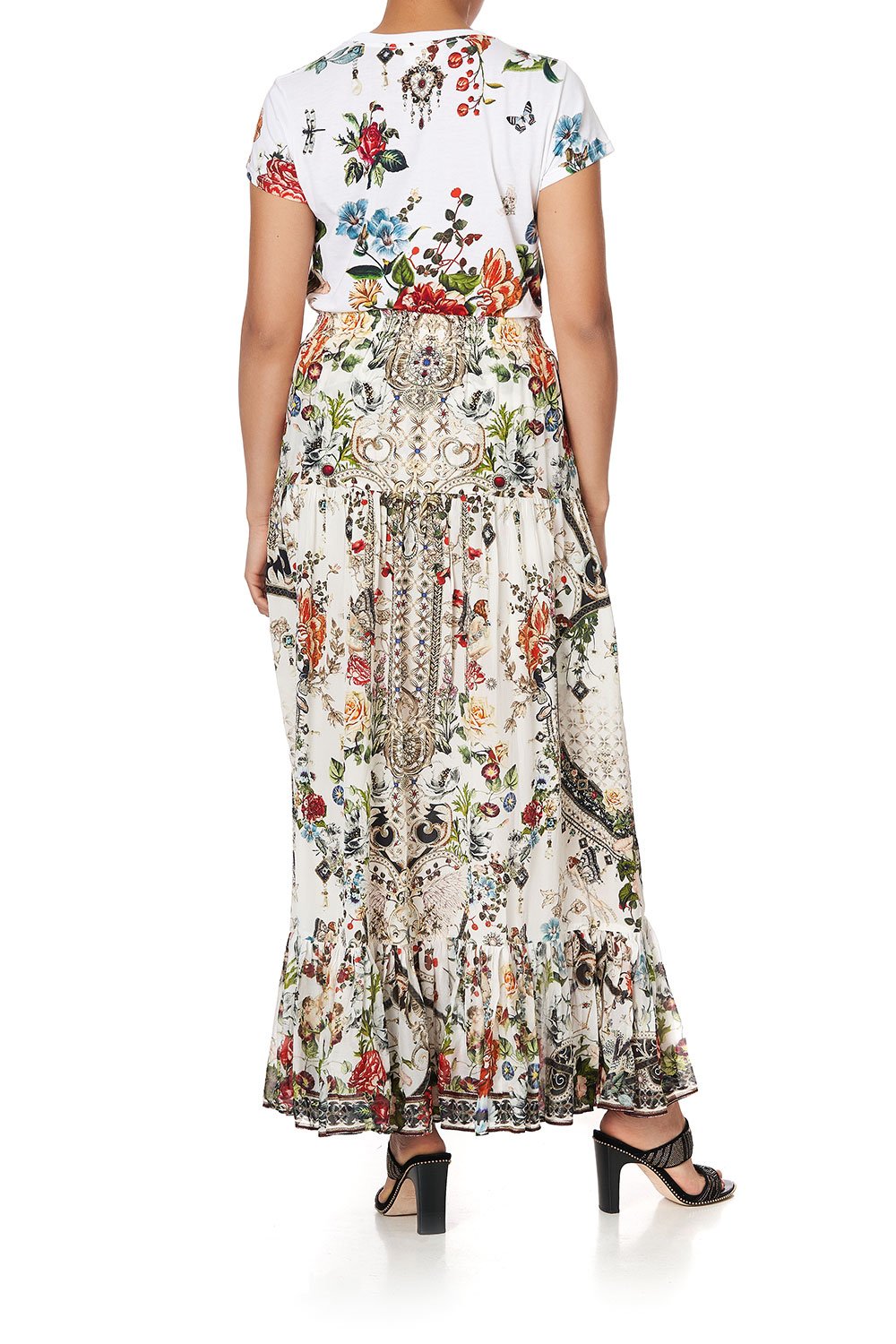 TIERED SKIRT WITH TIE UP DETAIL SHAKESPEARES GARDEN