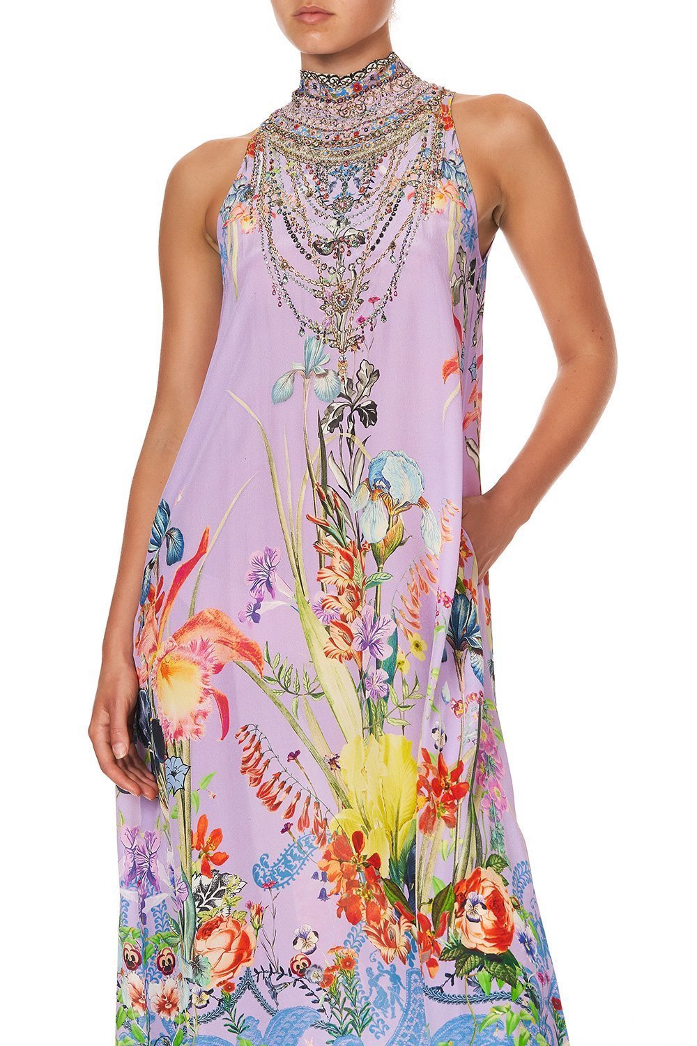 HIGH NECK DRESS WITH BACK NECK TIE AT FIRST SIGHT