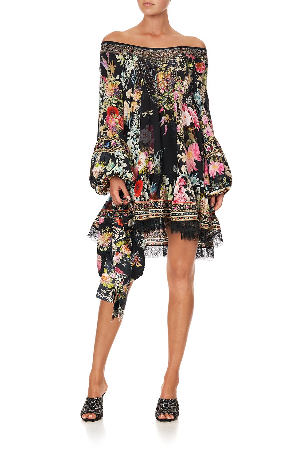 BLOUSON SLEEVE A LINE FRILL DRESS HAMPTON HIVE