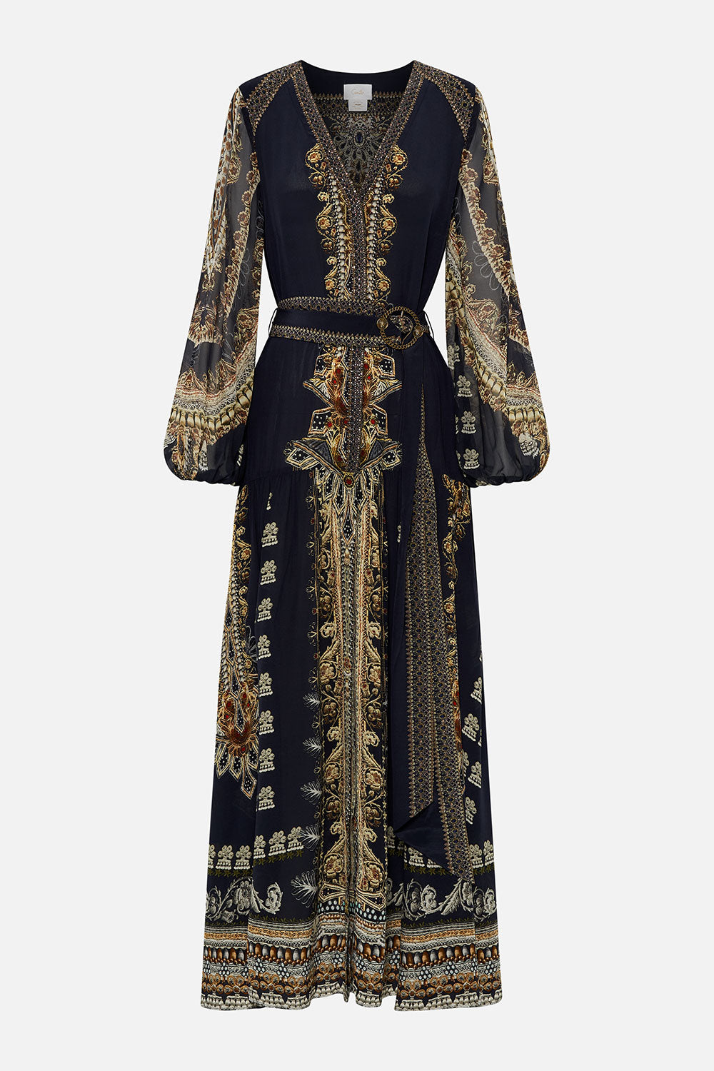 V NECK DRESS WITH BELT ITS ALL OVER TORERO