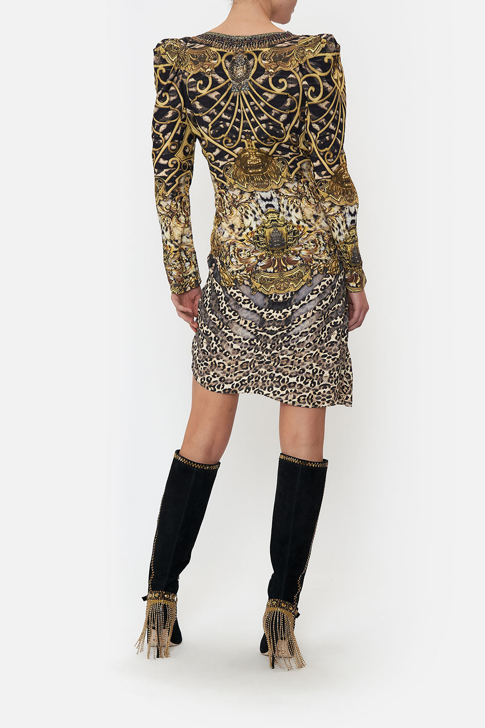 PUFF SLEEVE WRAP DRESS ARMADA