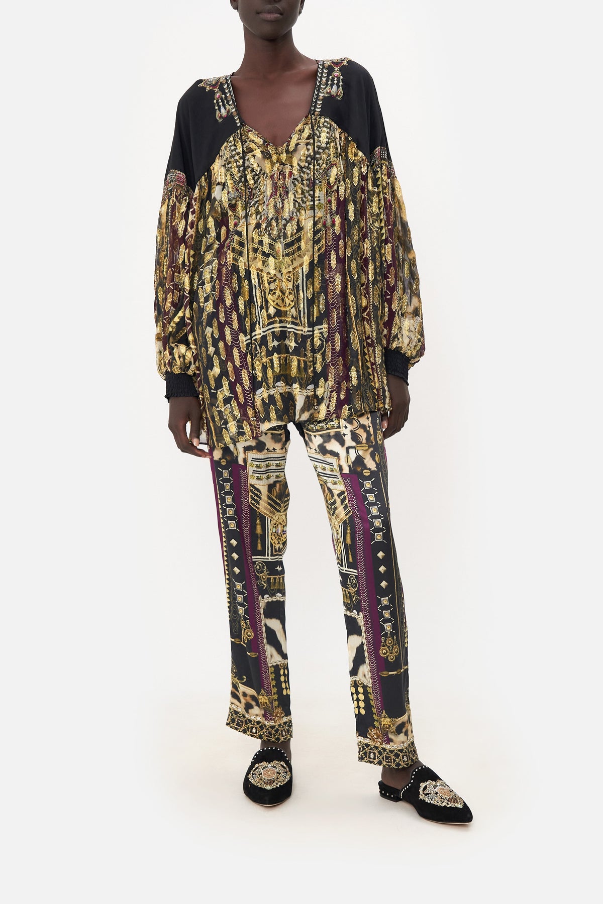 BLOUSON BLOUSE WITH NECK TIE DESERT DREAMS