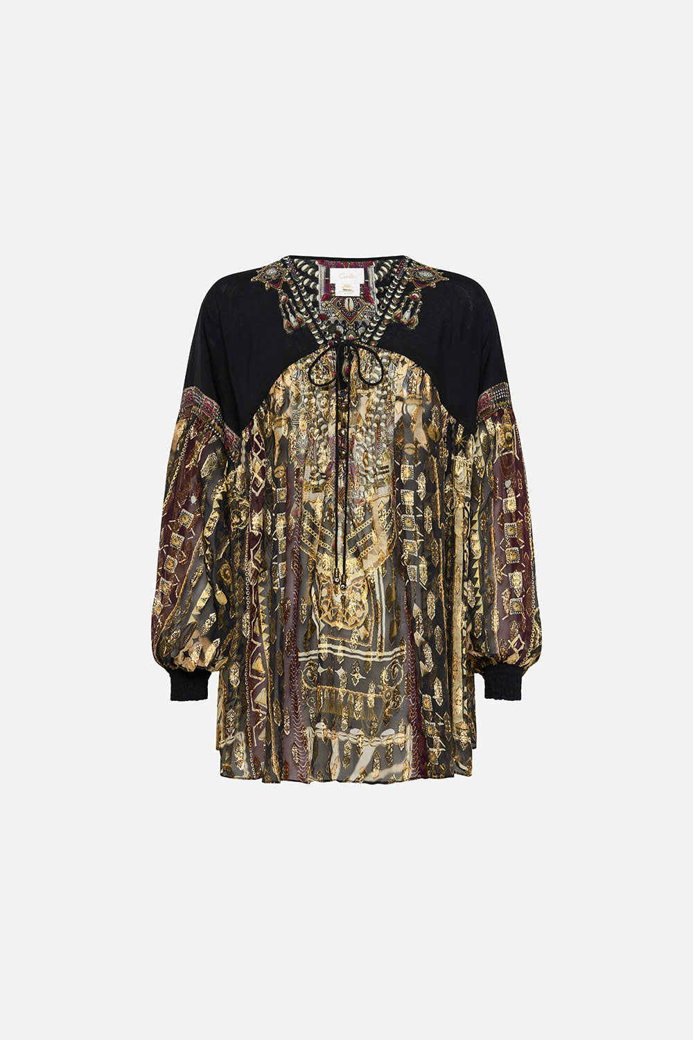 BLOUSON BLOUSE WITH NECK TIE DESERT DREAMS