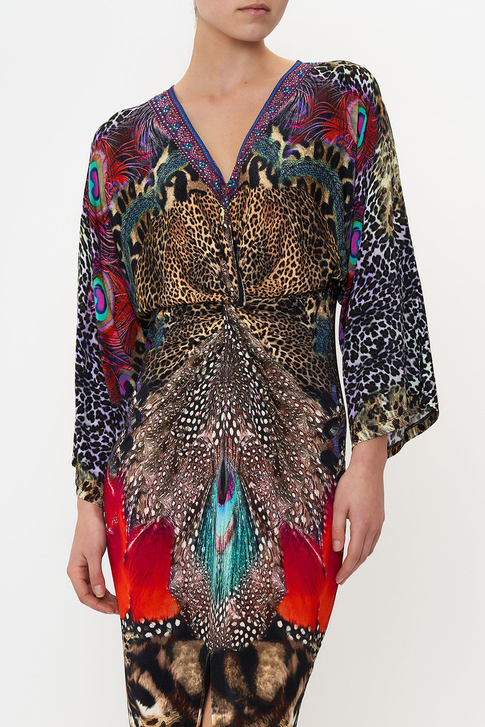 LONG SPLIT FRONT TWIST DRESS XANADU RISING