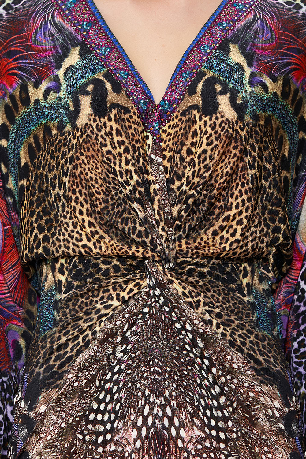 LONG SPLIT FRONT TWIST DRESS XANADU RISING