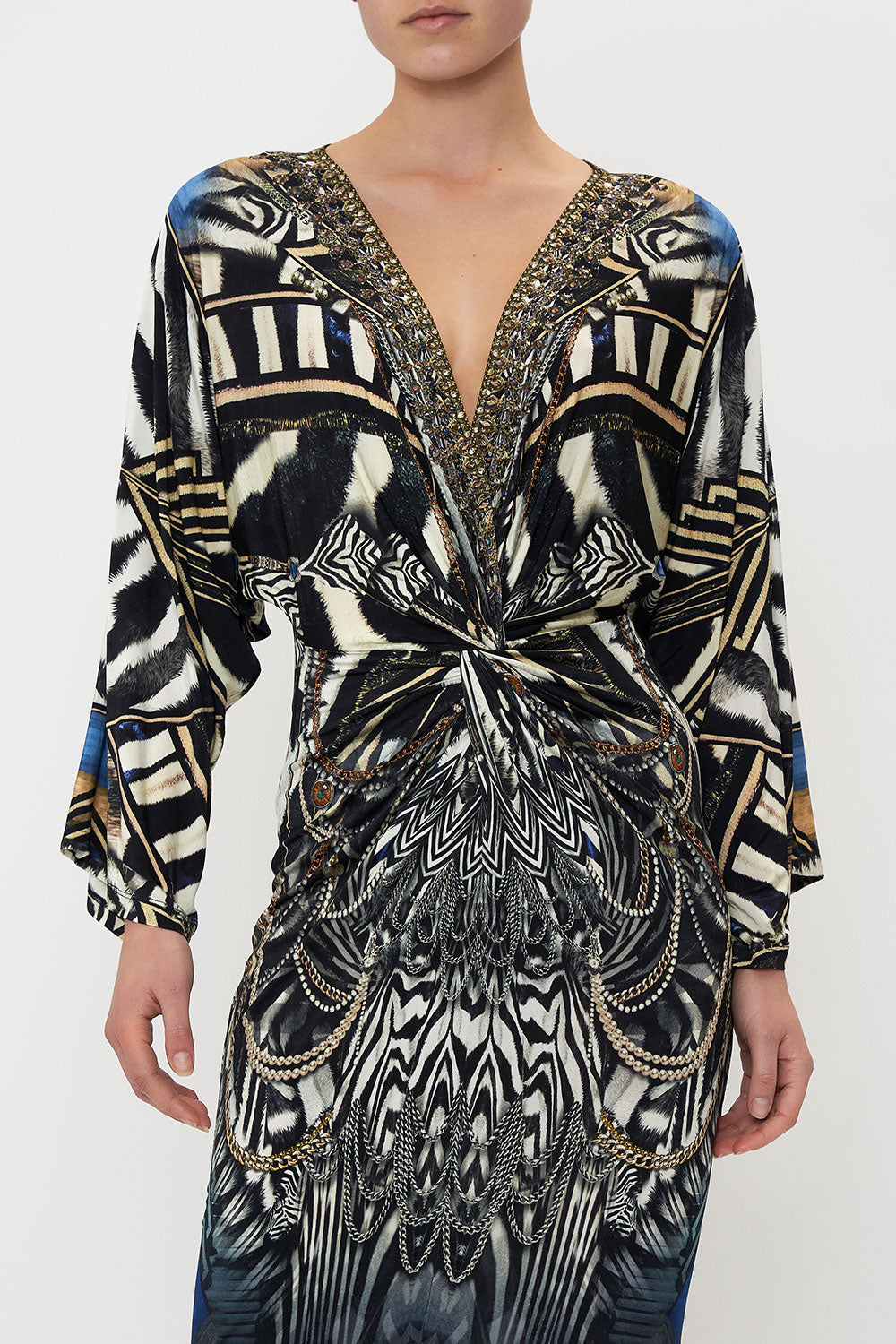 LONG SPLIT FRONT TWIST DRESS KNIGHT OF THE WILD