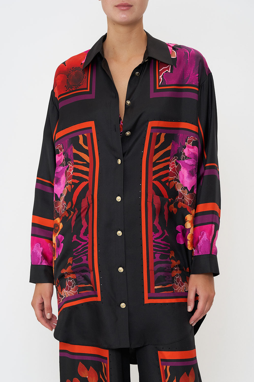 SHIRT TUNIC WITH POCKETS MIDNIGHT POPPY