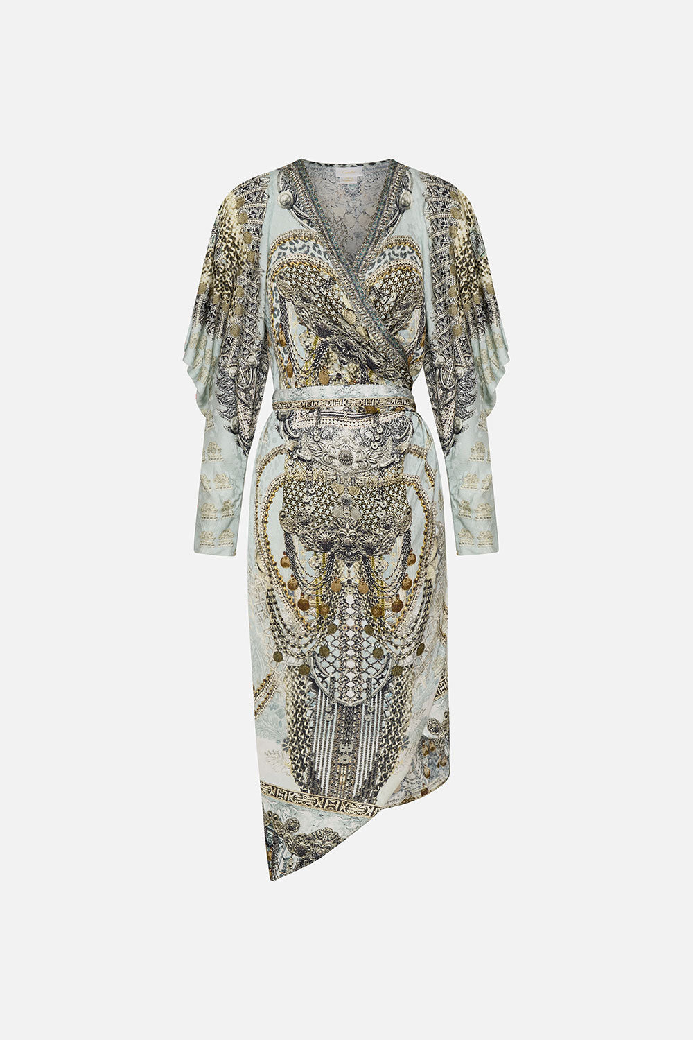 WRAP DRESS WITH DRAPED SLEEVE FREE ESPIRITU