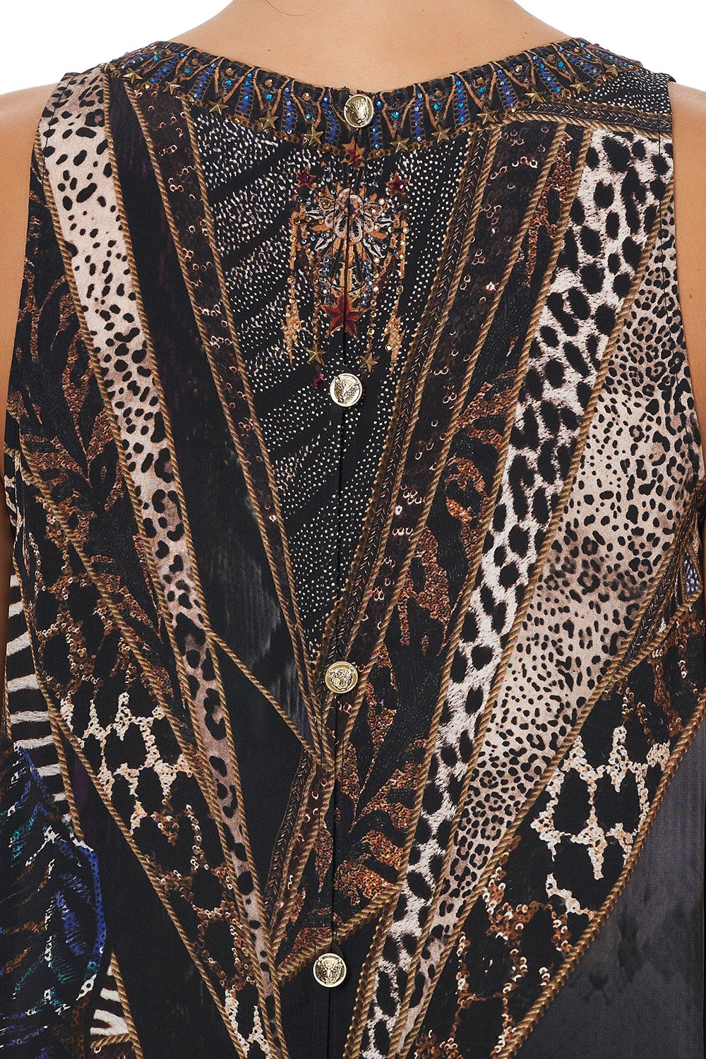 V NECK BUTTON BACK TOP LADY STARDUST