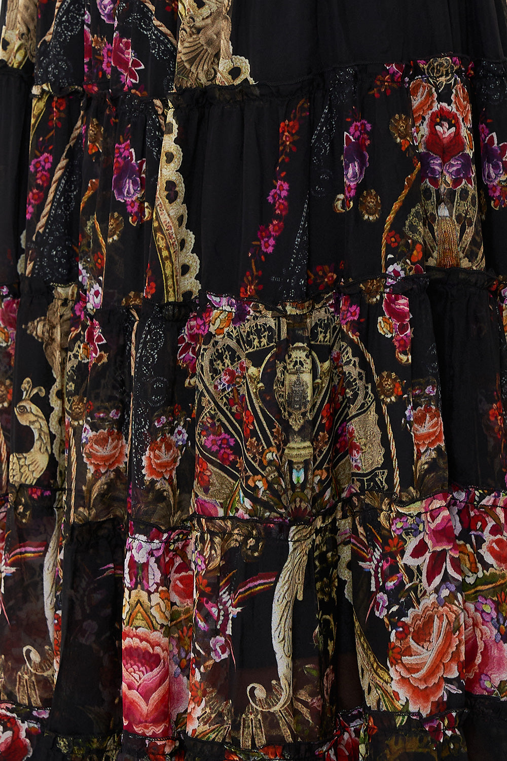 SHIRRED WAIST TIERED CIRCLE SKIRT DANCE WITH DUENDE