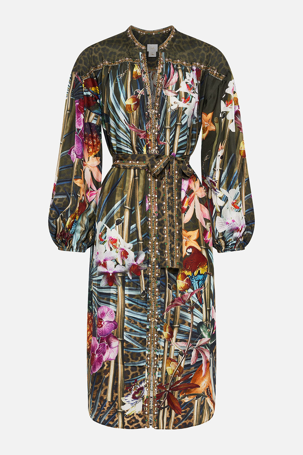 BLOUSON SLEEVE MIDI DRESS PASSPORT TO PARADISE